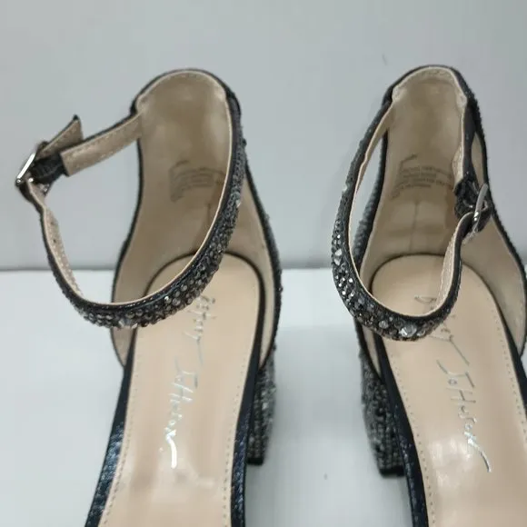 NWOT Betsey Johnson Blue Women's Mari Heeled Sandal, Black, 8 W US