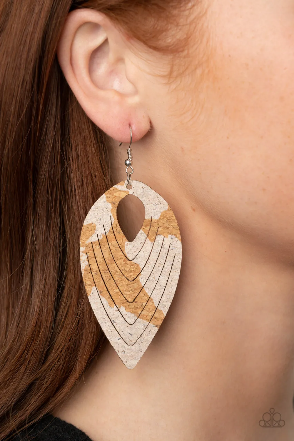 Paparazzi - Cork Cabana - White Cork Earrings