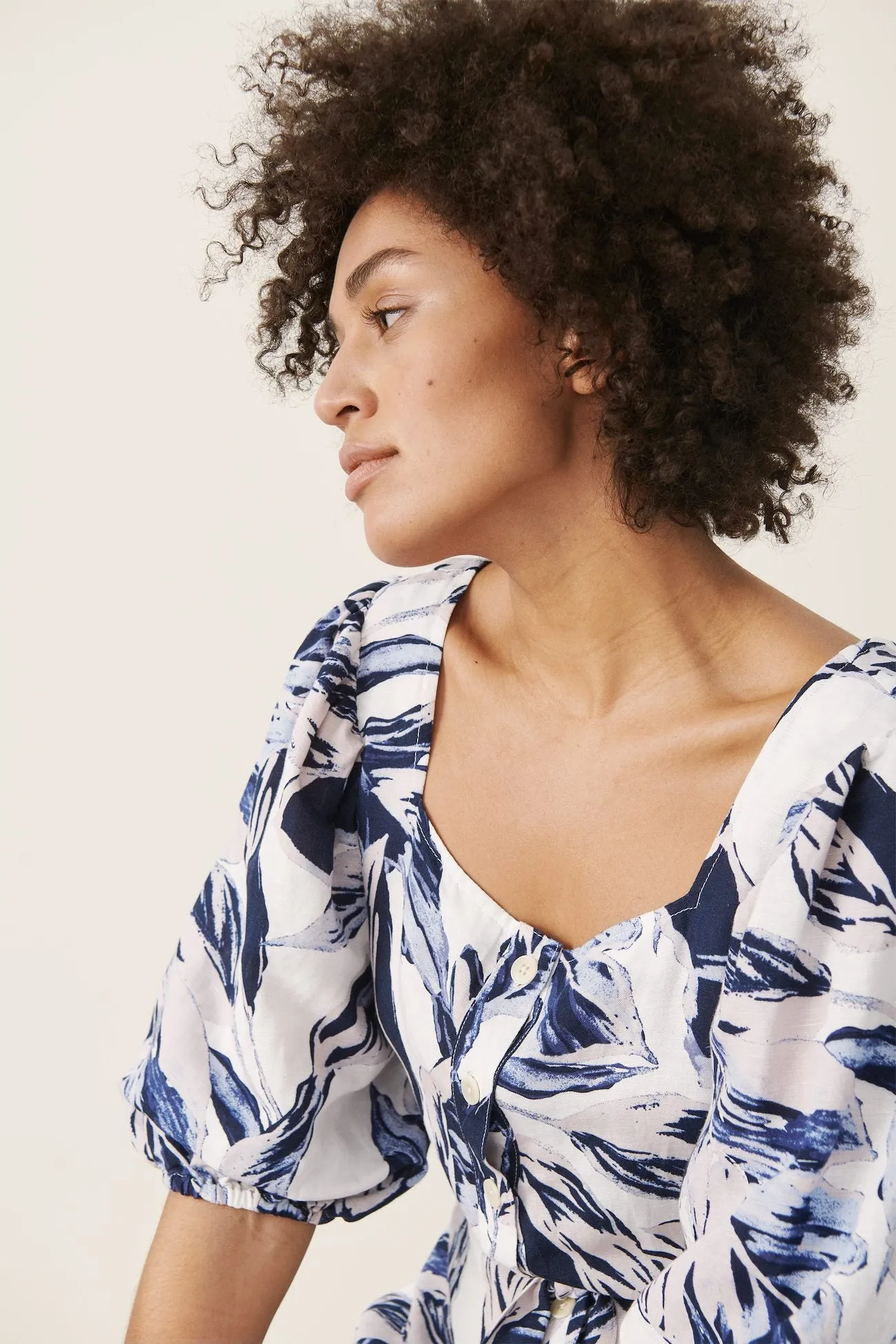 Part Two Iga Dress (Blue Palm Print) - FINAL SALE