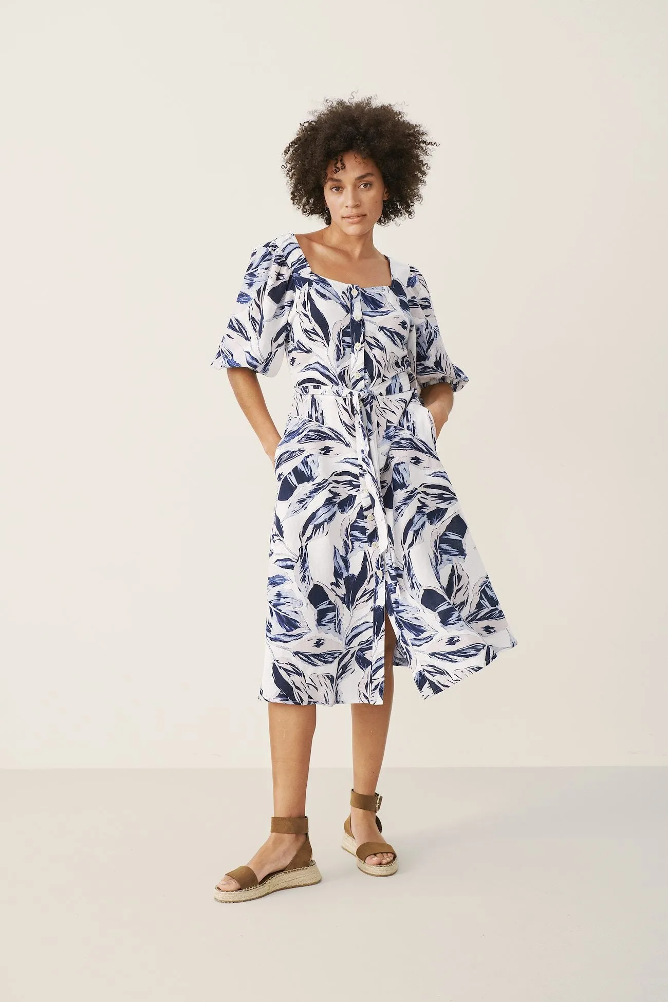 Part Two Iga Dress (Blue Palm Print) - FINAL SALE