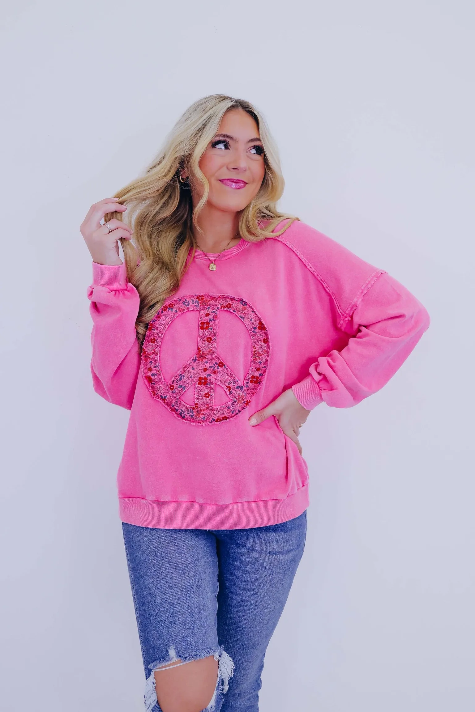 Peace Out Floral Patch Sweatshirt - 2 Colors