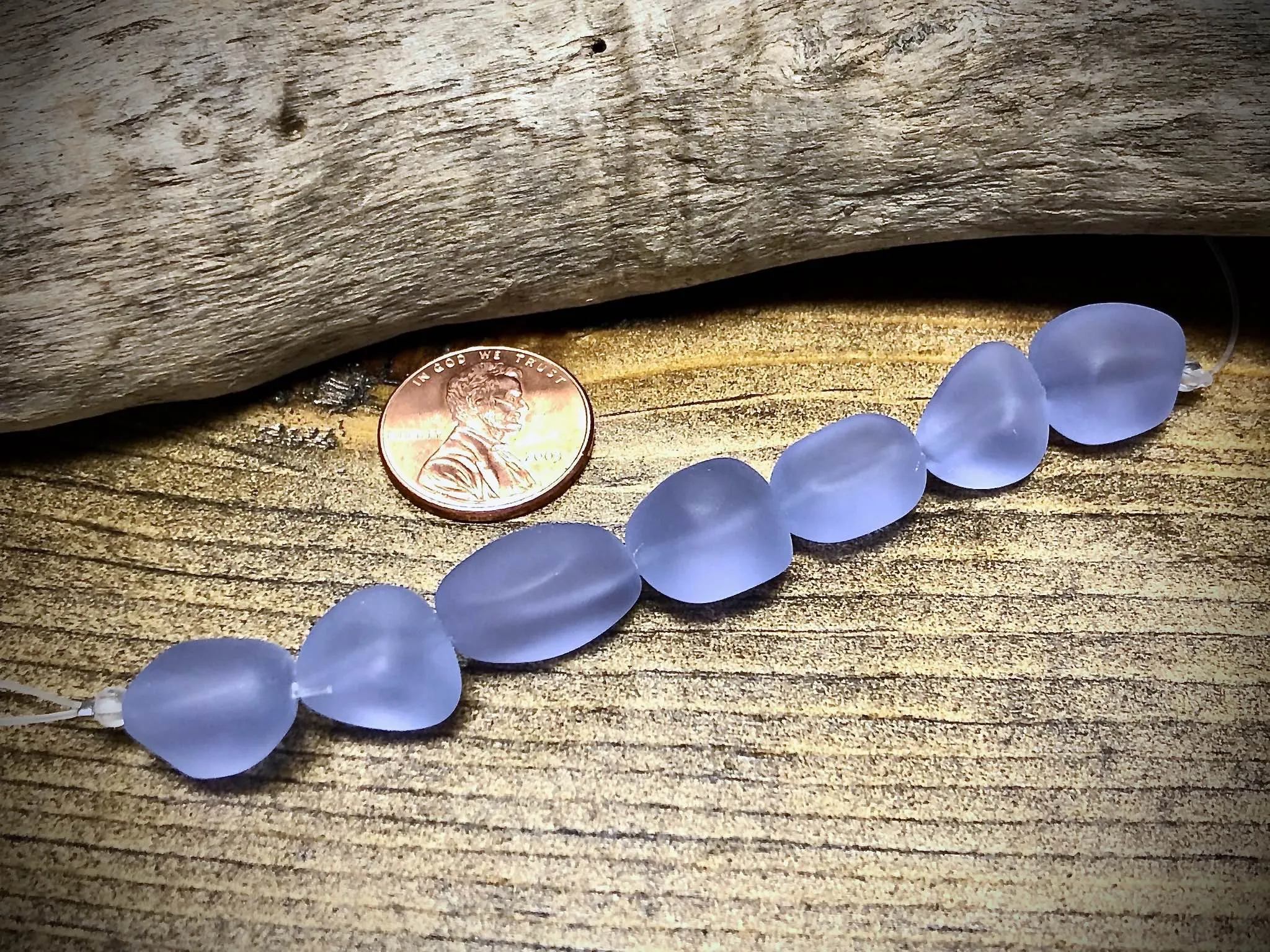 Periwinkle Nugget Designer Sea Glass Bead Strand