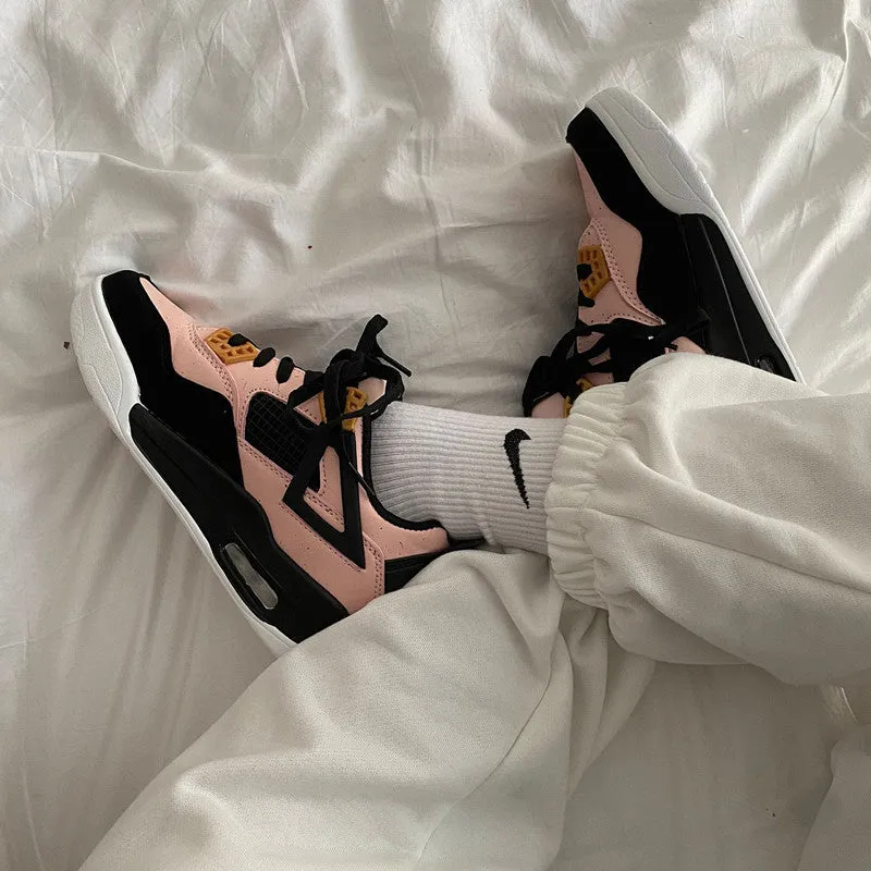 PINK AND BLACK LEATHER SNEAKERS UB3146