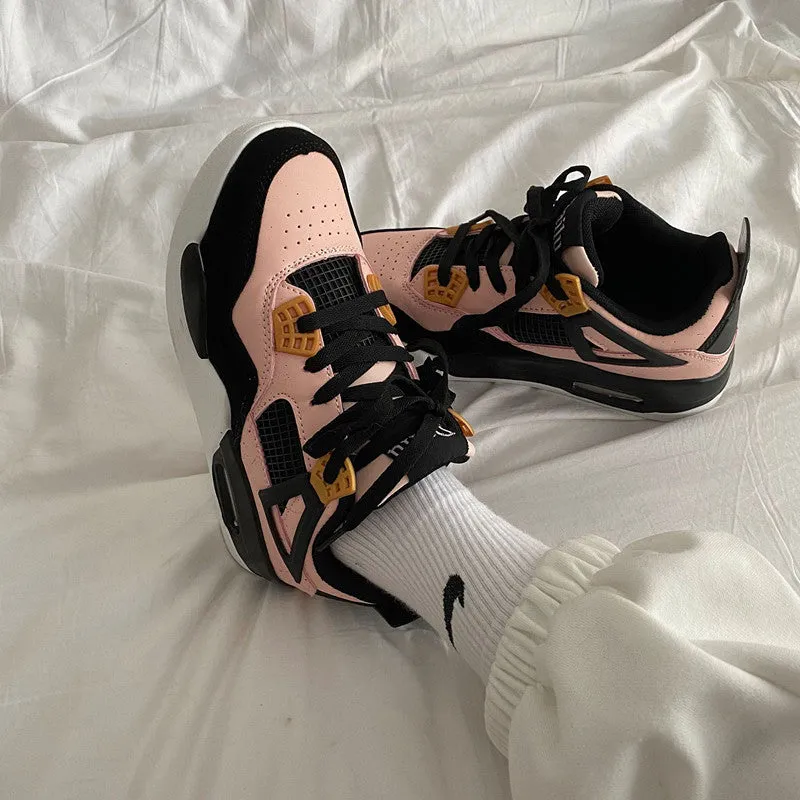 PINK AND BLACK LEATHER SNEAKERS UB3146