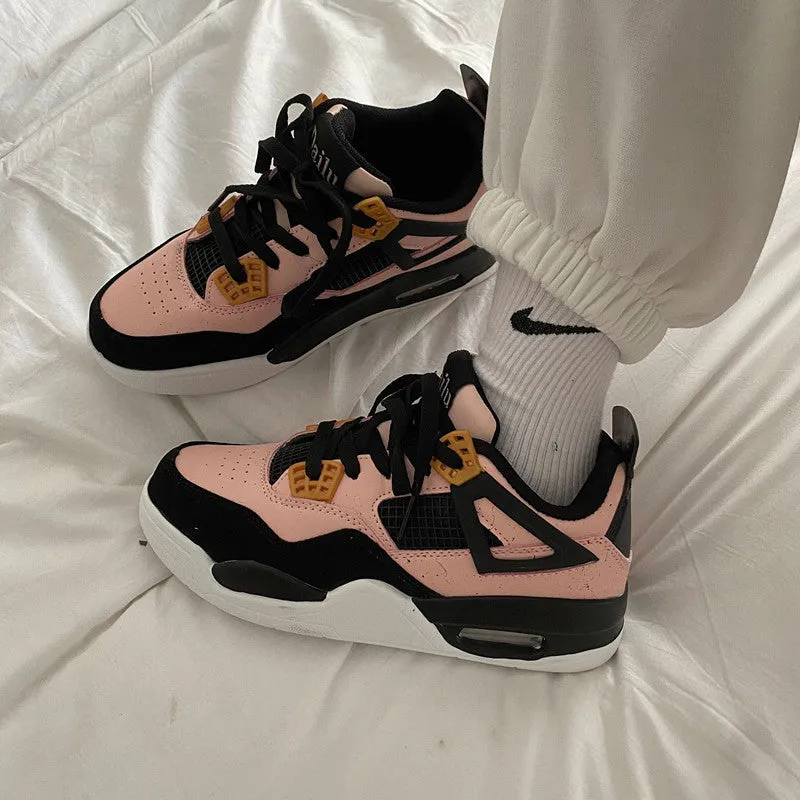 PINK AND BLACK LEATHER SNEAKERS UB3146