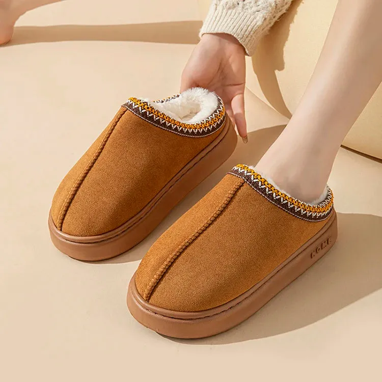 Platform Fluffy Slippers Women House Flats Fashion Plush Winter Designer Shoes Ladies Home Elegant Casual Footwear Large Size