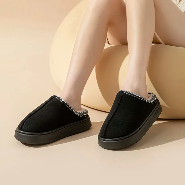 Platform Fluffy Slippers Women House Flats Fashion Plush Winter Designer Shoes Ladies Home Elegant Casual Footwear Large Size