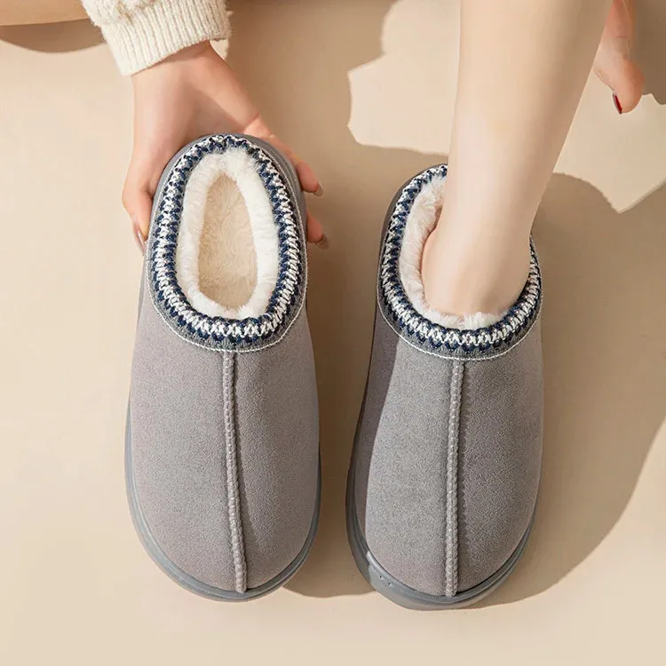 Platform Fluffy Slippers Women House Flats Fashion Plush Winter Designer Shoes Ladies Home Elegant Casual Footwear Large Size