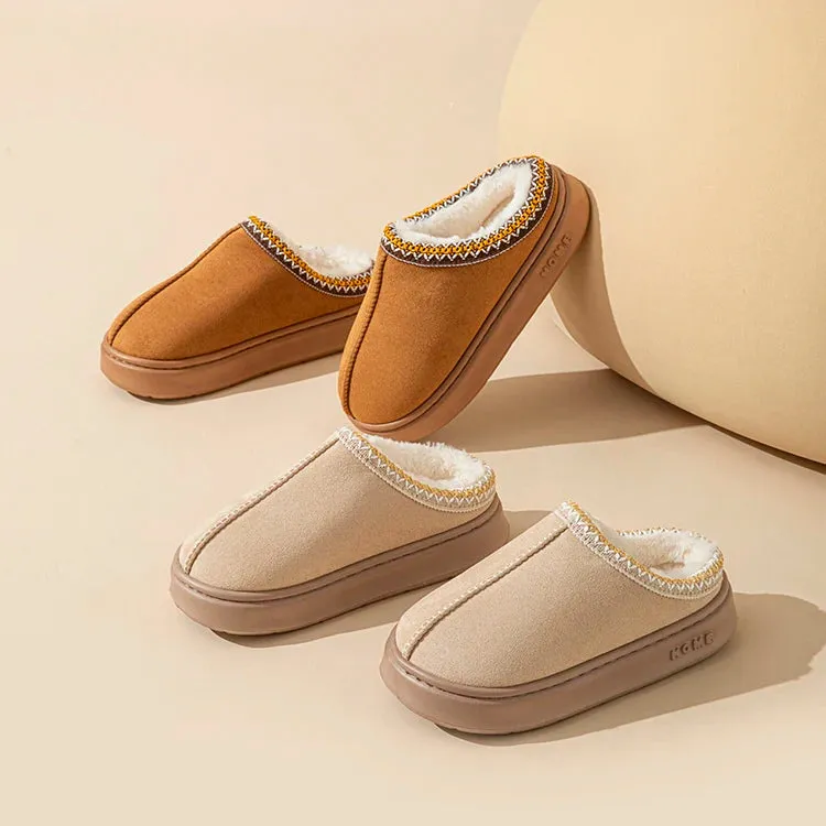 Platform Fluffy Slippers Women House Flats Fashion Plush Winter Designer Shoes Ladies Home Elegant Casual Footwear Large Size