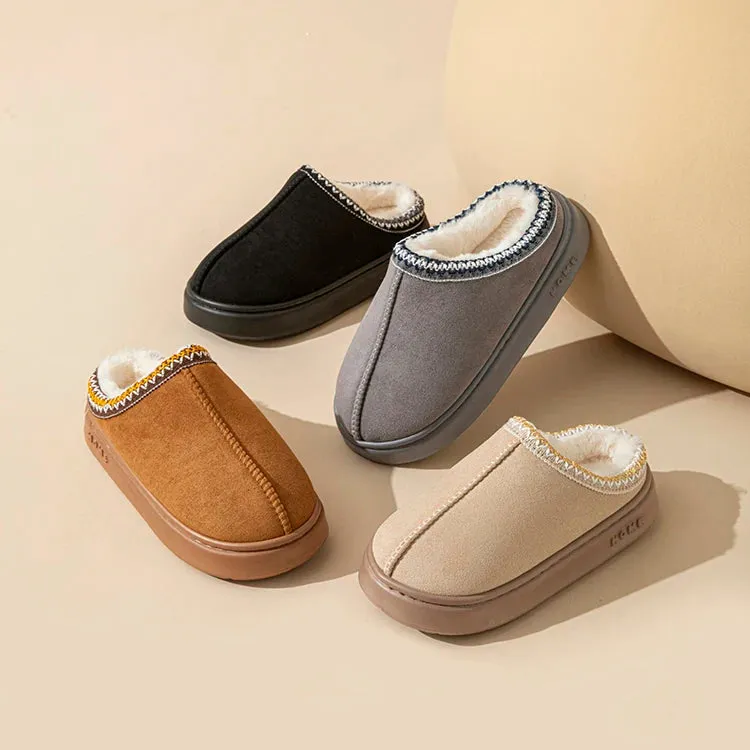 Platform Fluffy Slippers Women House Flats Fashion Plush Winter Designer Shoes Ladies Home Elegant Casual Footwear Large Size
