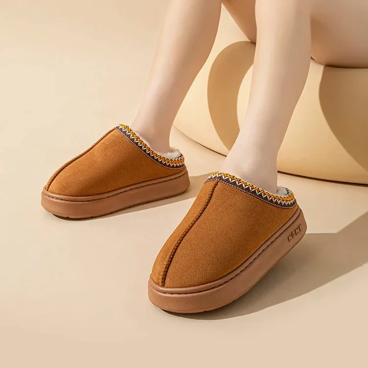 Platform Fluffy Slippers Women House Flats Fashion Plush Winter Designer Shoes Ladies Home Elegant Casual Footwear Large Size