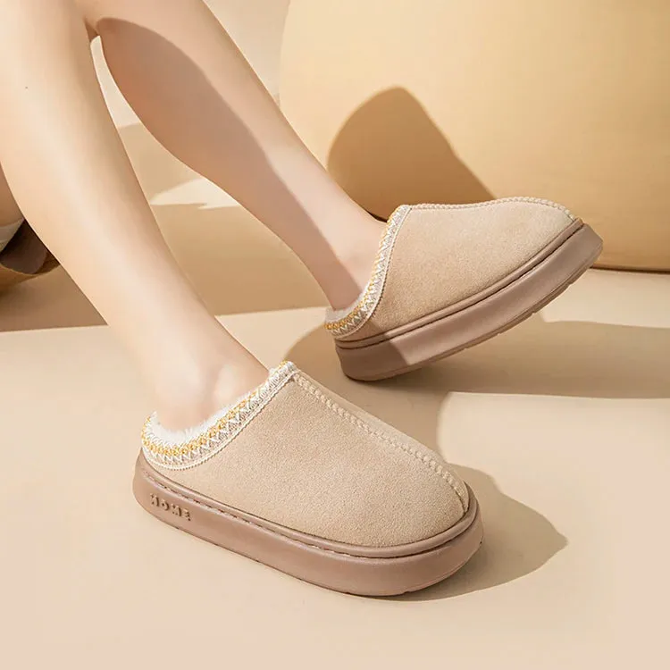 Platform Fluffy Slippers Women House Flats Fashion Plush Winter Designer Shoes Ladies Home Elegant Casual Footwear Large Size