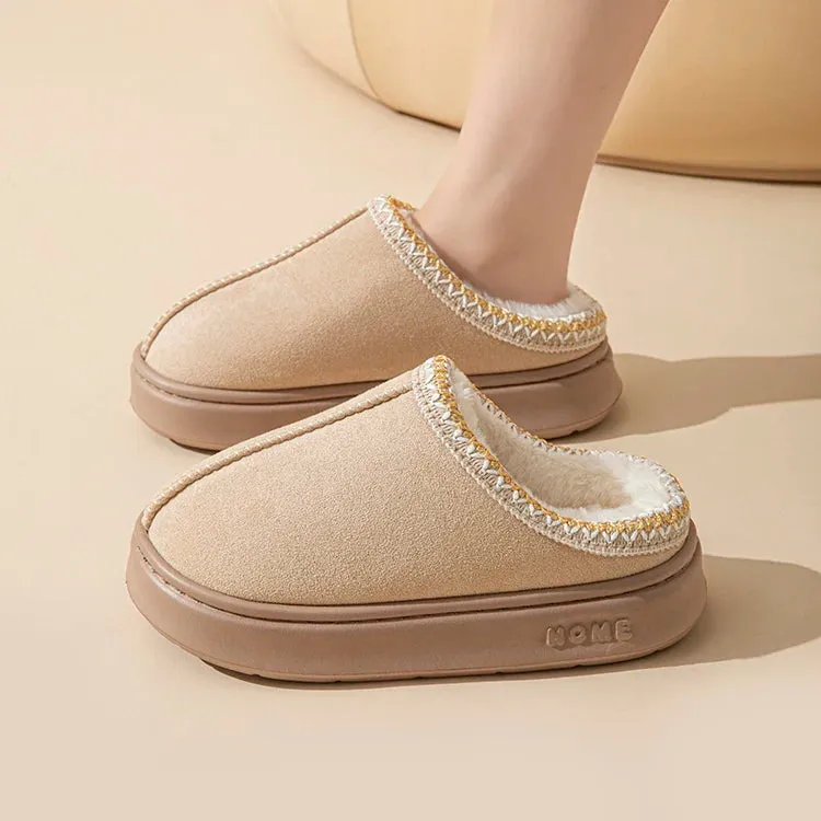 Platform Fluffy Slippers Women House Flats Fashion Plush Winter Designer Shoes Ladies Home Elegant Casual Footwear Large Size