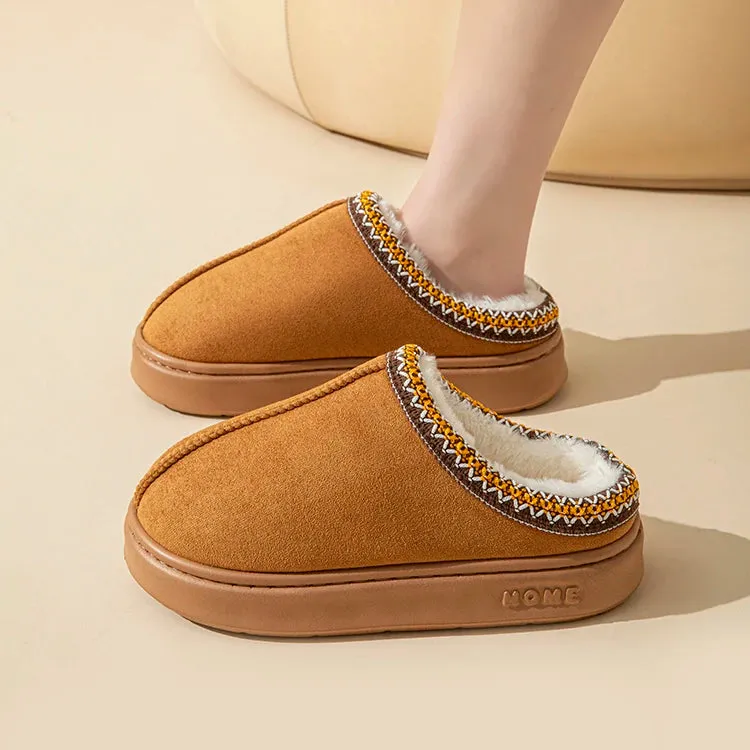 Platform Fluffy Slippers Women House Flats Fashion Plush Winter Designer Shoes Ladies Home Elegant Casual Footwear Large Size