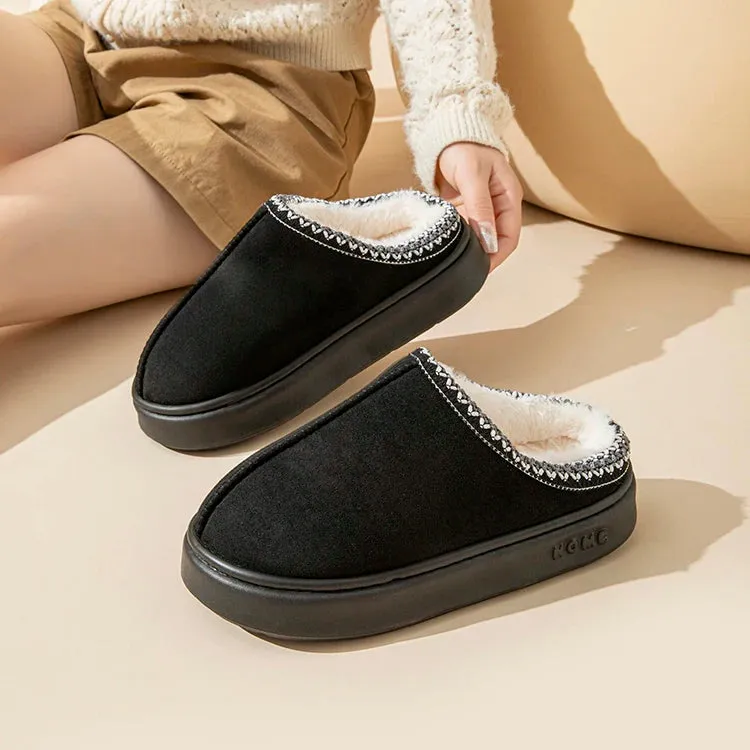 Platform Fluffy Slippers Women House Flats Fashion Plush Winter Designer Shoes Ladies Home Elegant Casual Footwear Large Size