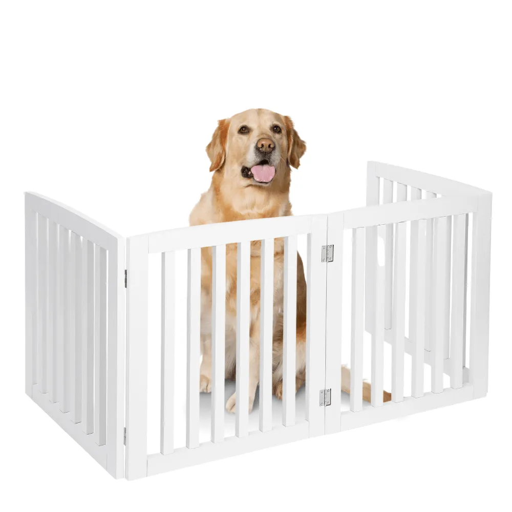 Premium Tall Retractable Wooden Indoor Dog Gate