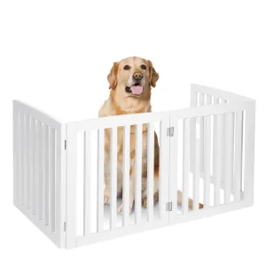 Premium Tall Retractable Wooden Indoor Dog Gate