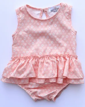 PREORDER! Clare Ruffle Bubble Romper - Orange Blossoms