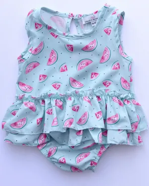 PREORDER! Clare Ruffle Bubble Romper - Watermelon