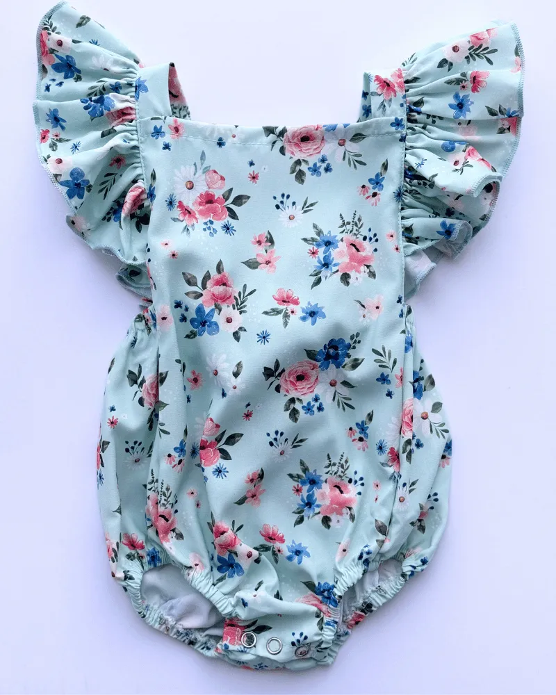 PREORDER! Shiloh Ruffle Back Romper - Dainty Floral