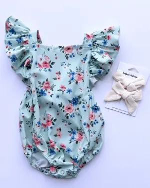 PREORDER! Shiloh Ruffle Back Romper - Dainty Floral