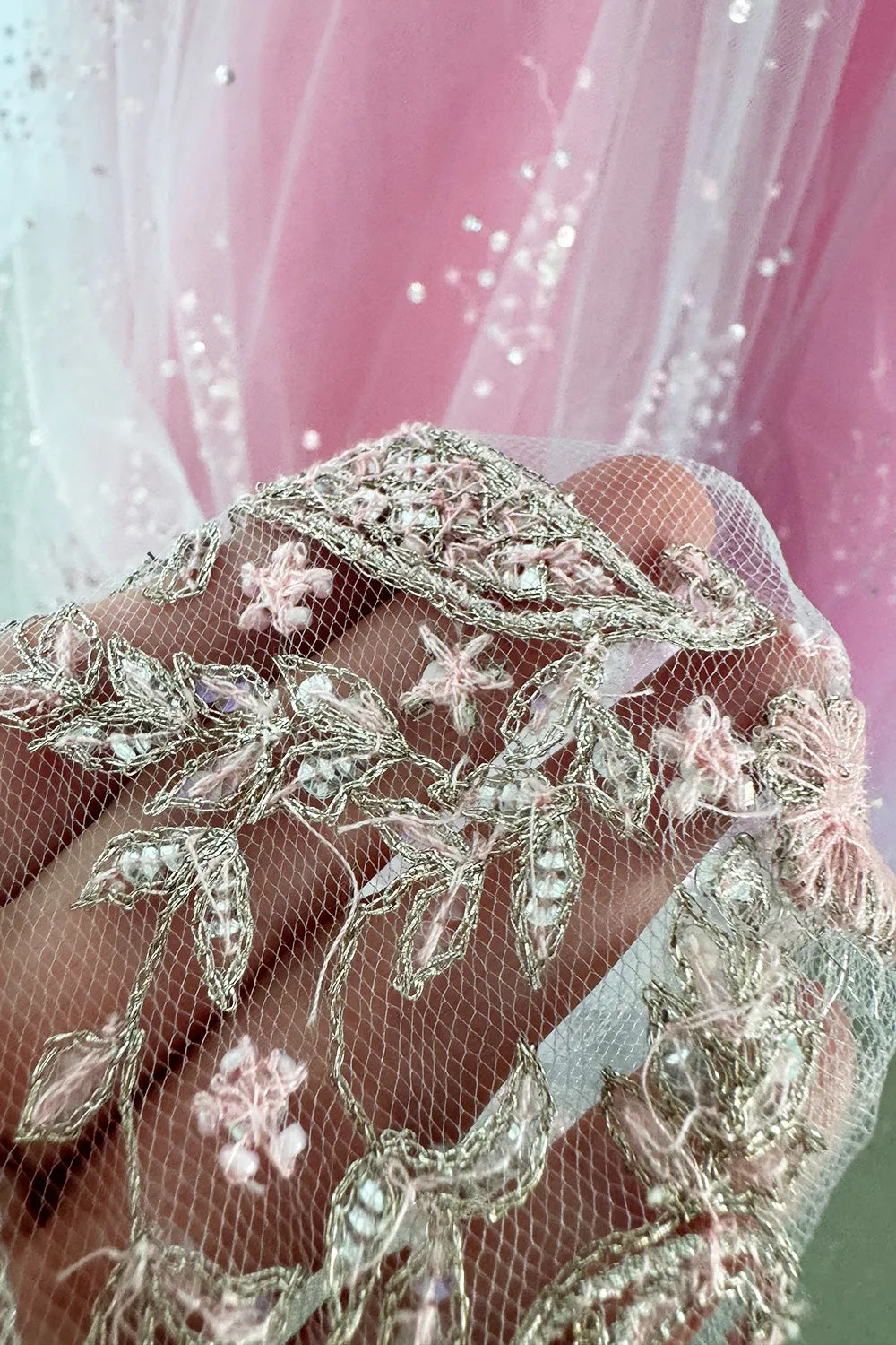 Prettiest 2000s Oscar de la Renta Strapless Pink Tulle Dress w Extensive Beadwork