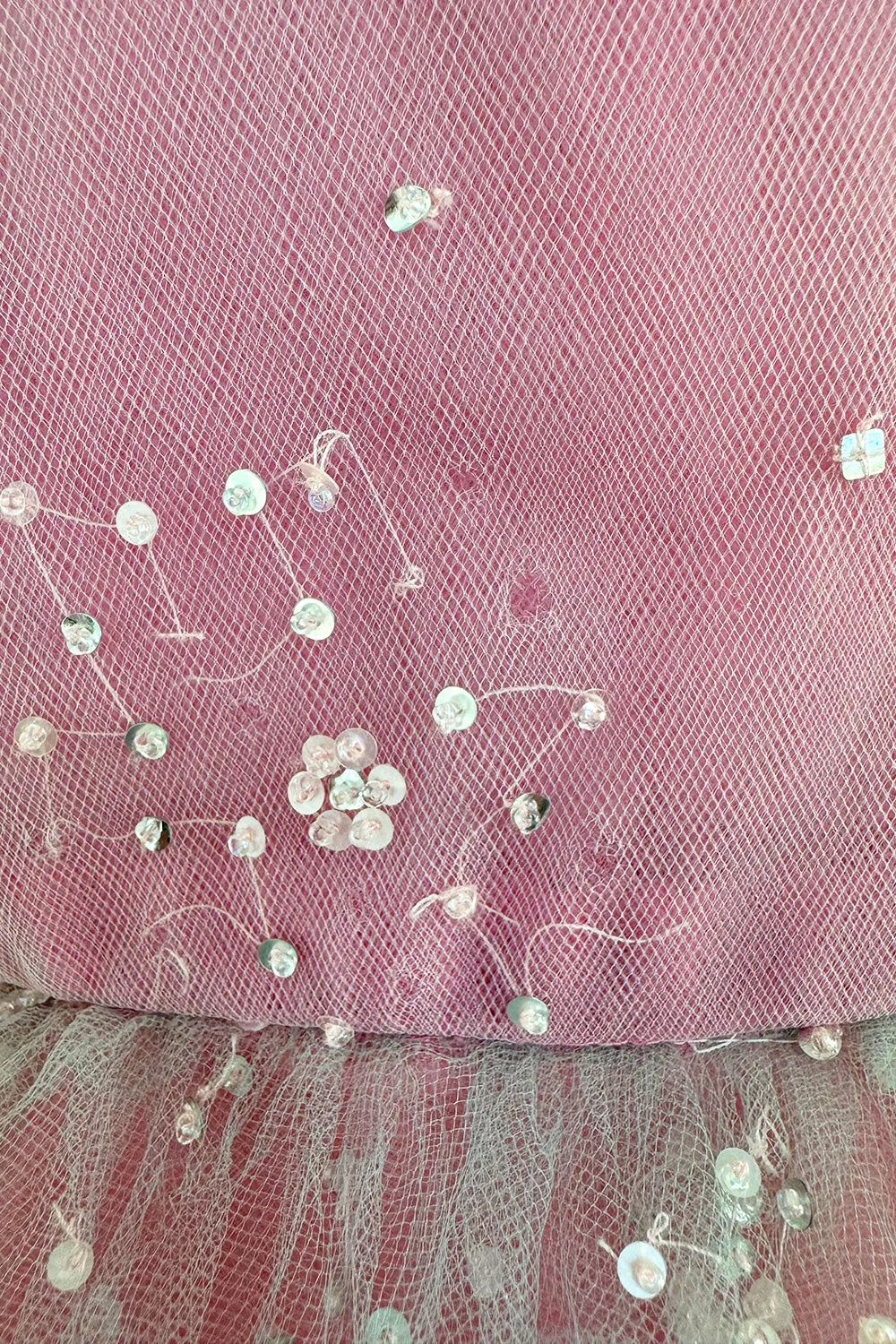 Prettiest 2000s Oscar de la Renta Strapless Pink Tulle Dress w Extensive Beadwork