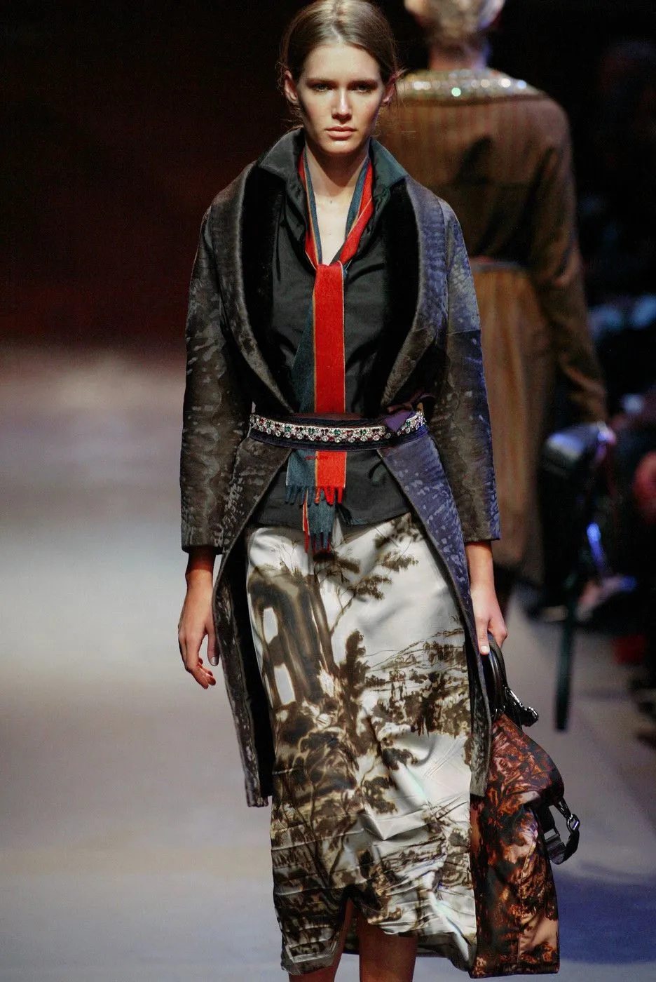 Prettiest Fall 2004 Prada Blue Version of the Runway & Ad Campaign Skirt w Gathered Bottom