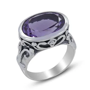 Purple Amethyst Sterling Silver Designer Ring