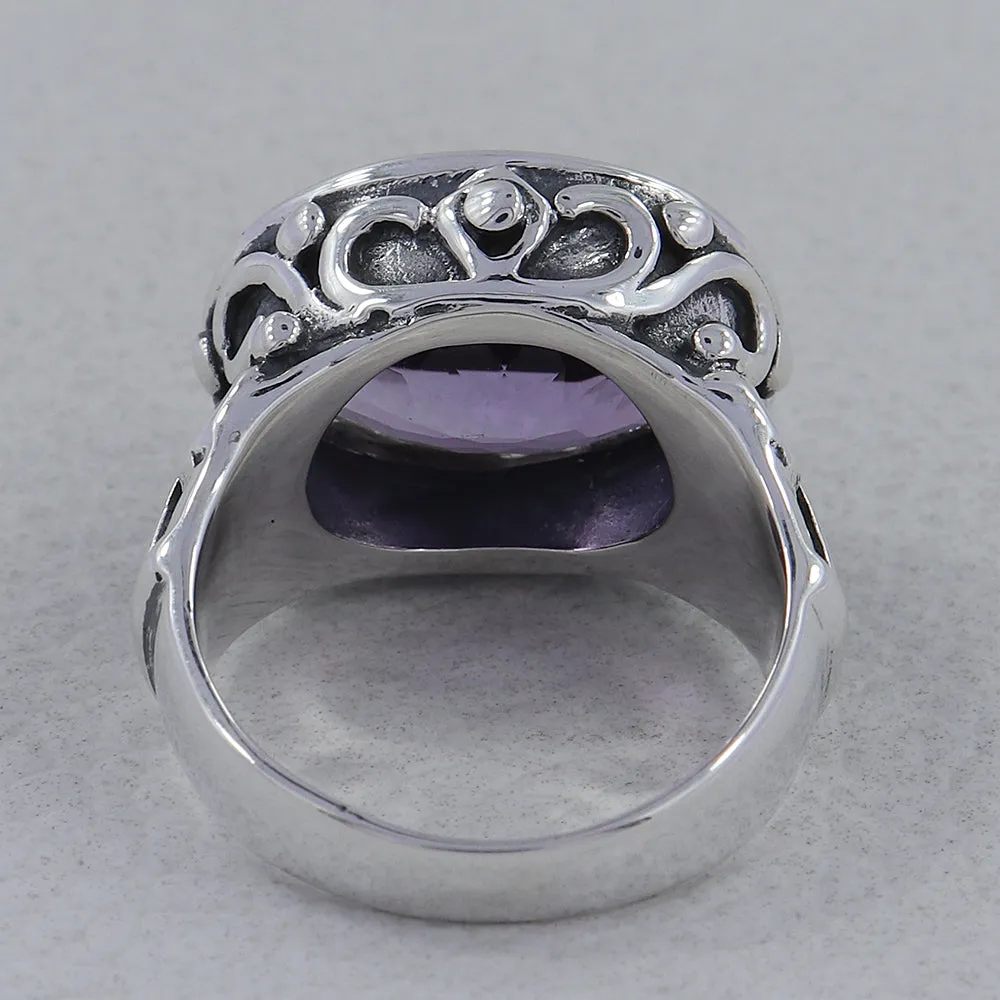 Purple Amethyst Sterling Silver Designer Ring