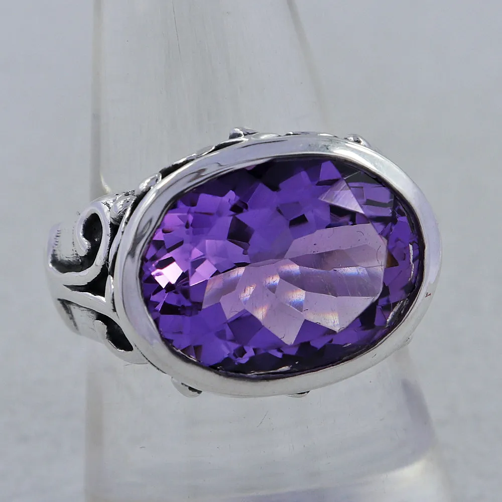 Purple Amethyst Sterling Silver Designer Ring