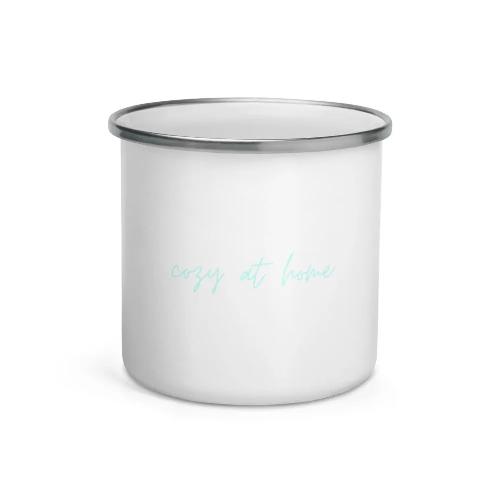 "Cozy at Home- Aqua" Enamel Mug