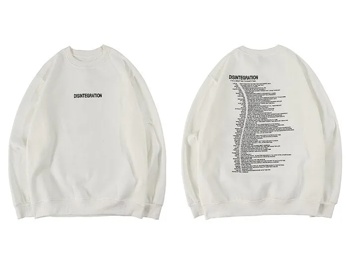 "DISINTEGRATION" Sweatshirt Crewneck Blanc - URB1™