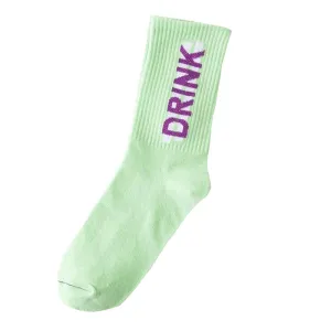 "DRINK" Chaussettes Vertes Montantes Streetwear - URB1™