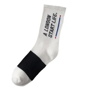 "LIFE" Chaussettes Blanches Noires Montantes Streetwear - URB1™