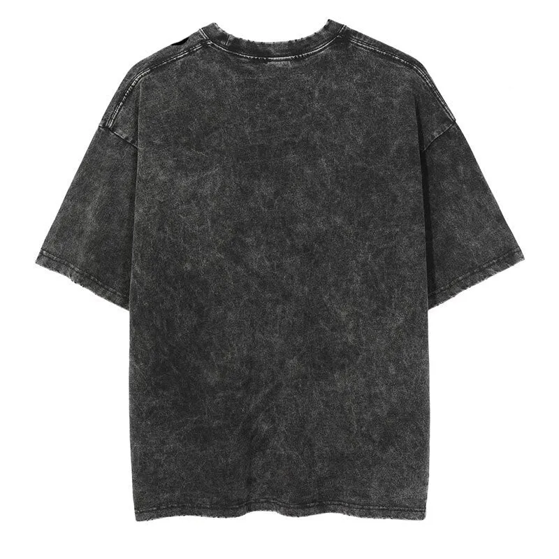 "LOVE" T-shirt Délavé Imprimé Retro Streetwear - URB1™