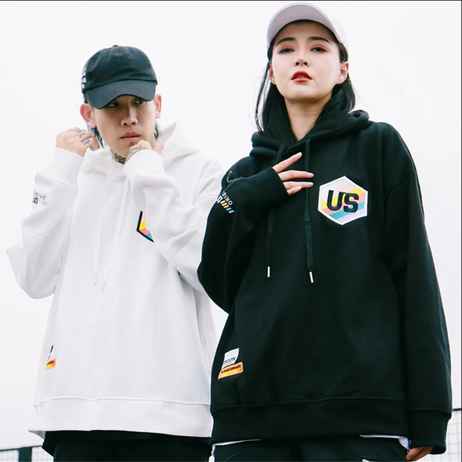 "US" Sweat-shirt Hoodie à capuche Blanc - URB1™