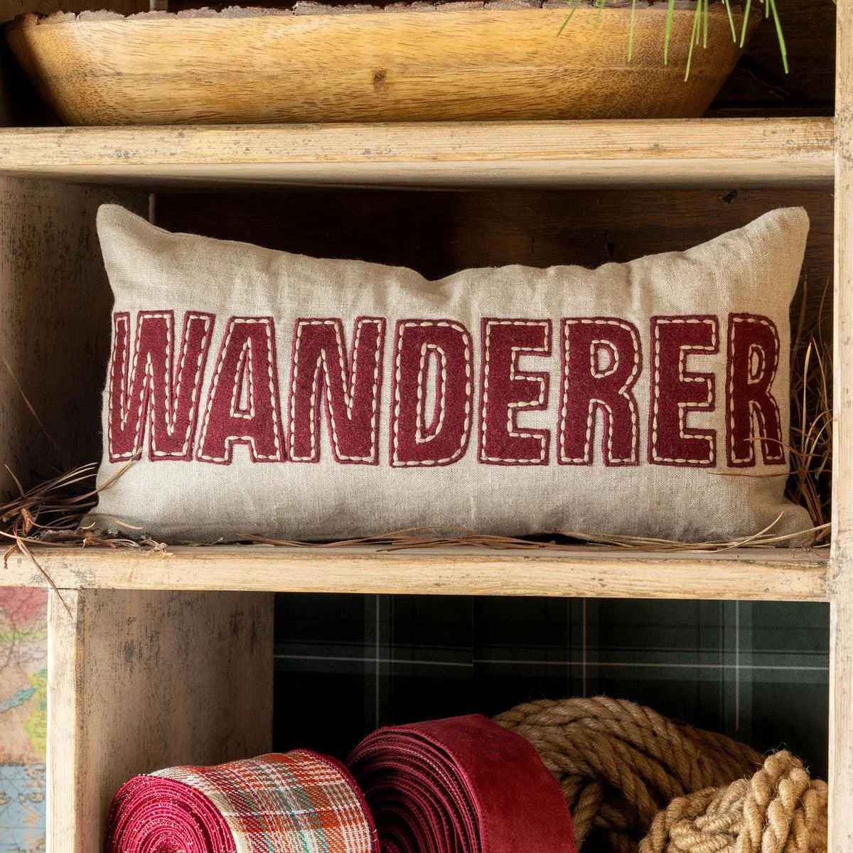 "Wanderer" Appliqued Linen Pillow