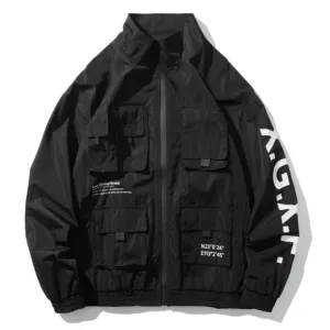 "X.G.X.F" Veste Coupe Vent Noir Streetwear - URB1™