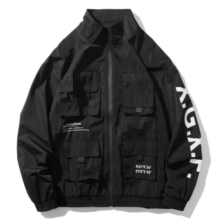 "X.G.X.F" Veste Coupe Vent Noir Streetwear - URB1™