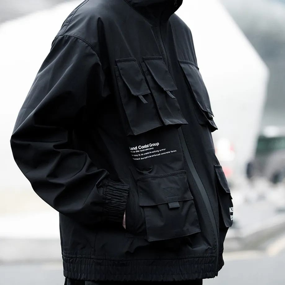 "X.G.X.F" Veste Coupe Vent Noir Streetwear - URB1™