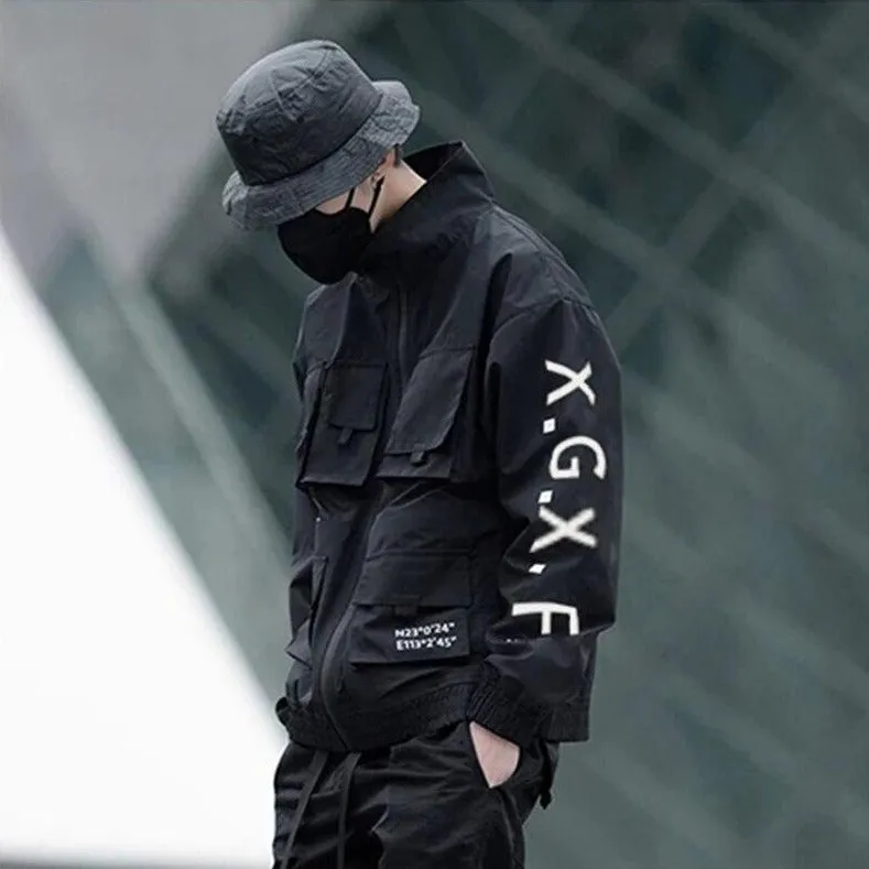 "X.G.X.F" Veste Coupe Vent Noir Streetwear - URB1™