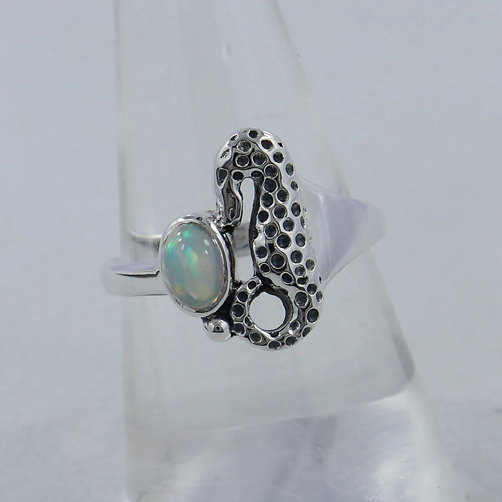 Rainbow Moonstone Sea Horse Designer Ring