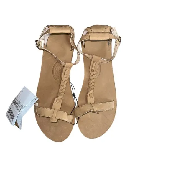 Rainbows Calafia Sierra Brown Leather Sandal with Braid Womens Size 10