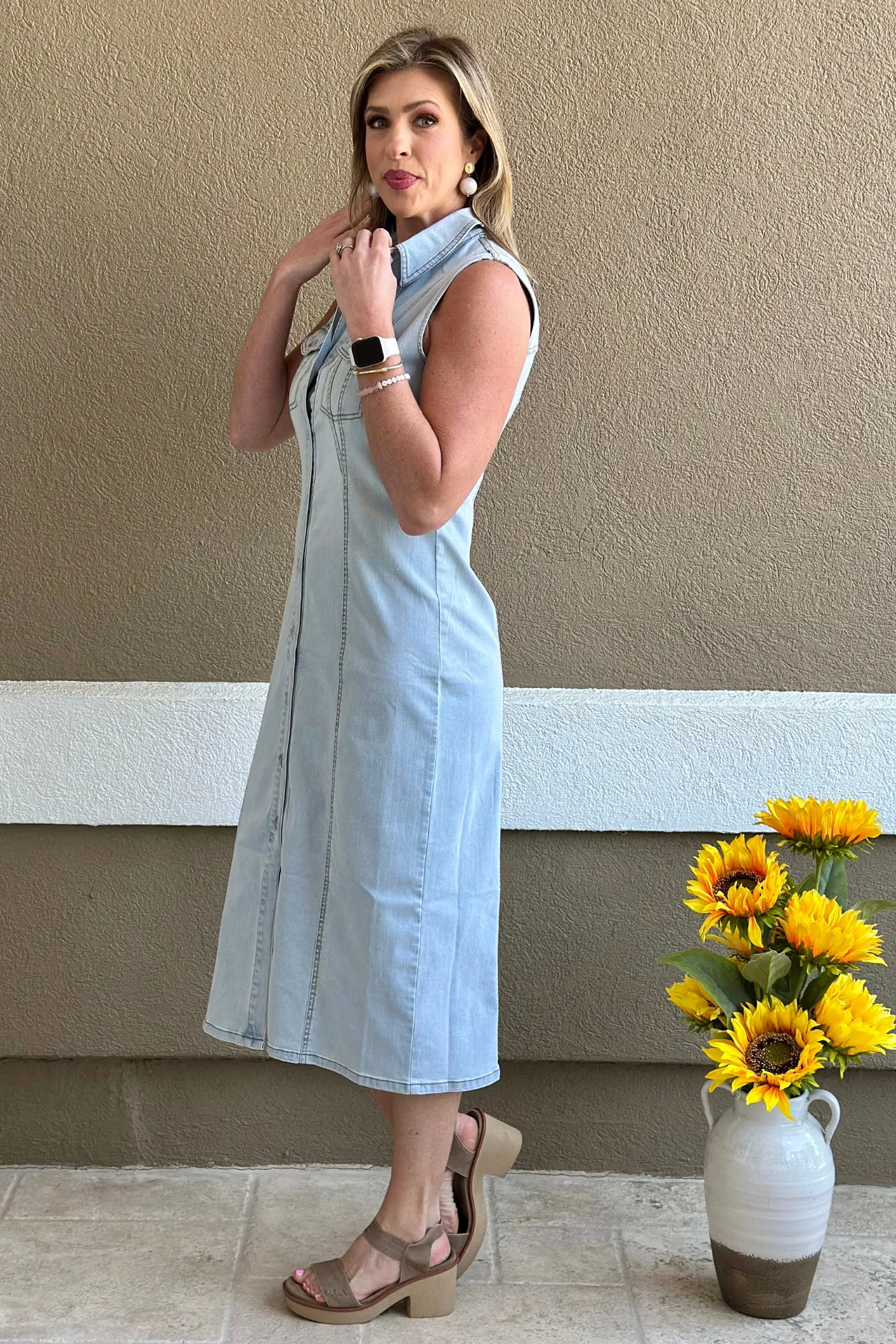 Renuar Dakota Denim Dress in Bleached Wash