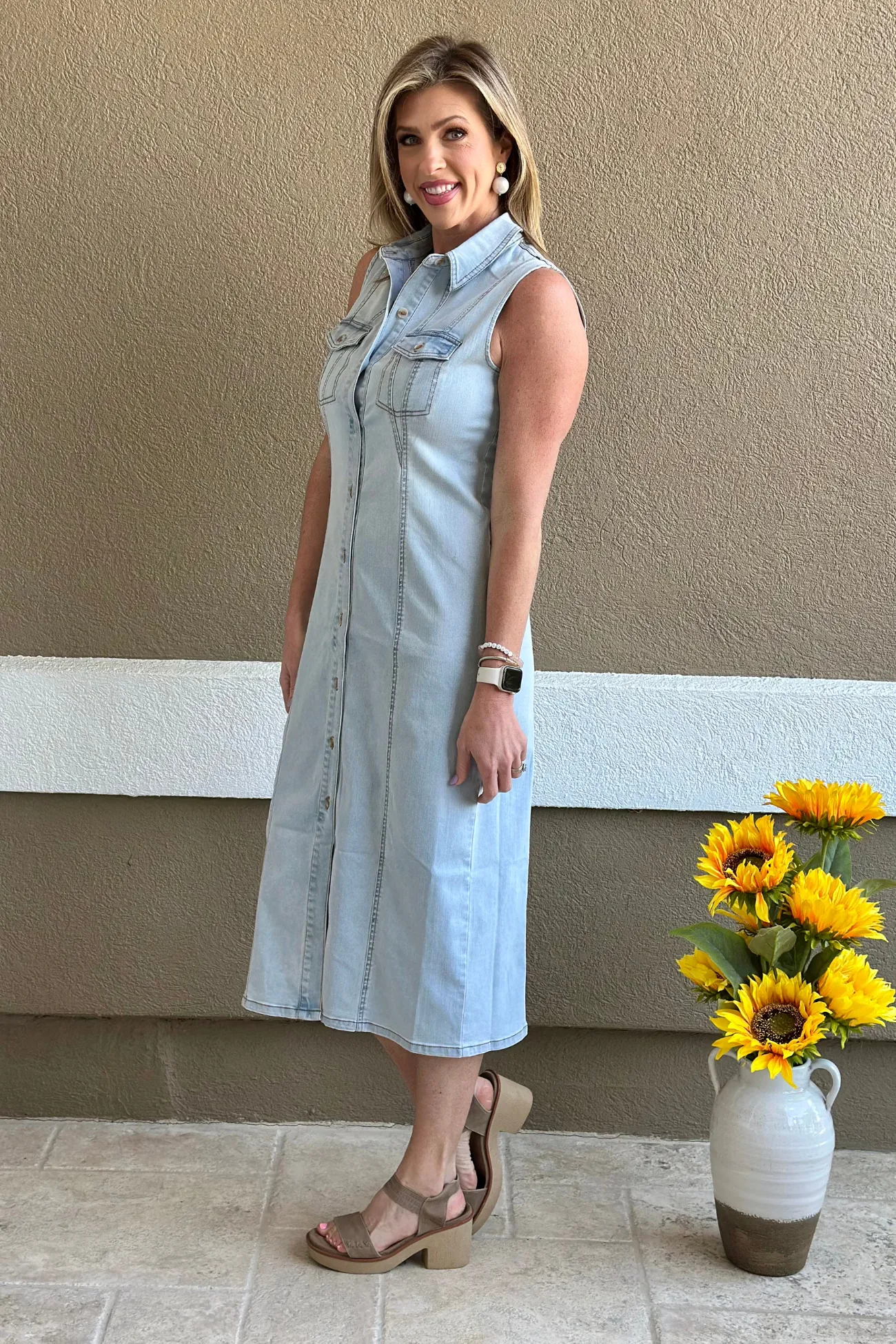 Renuar Dakota Denim Dress in Bleached Wash