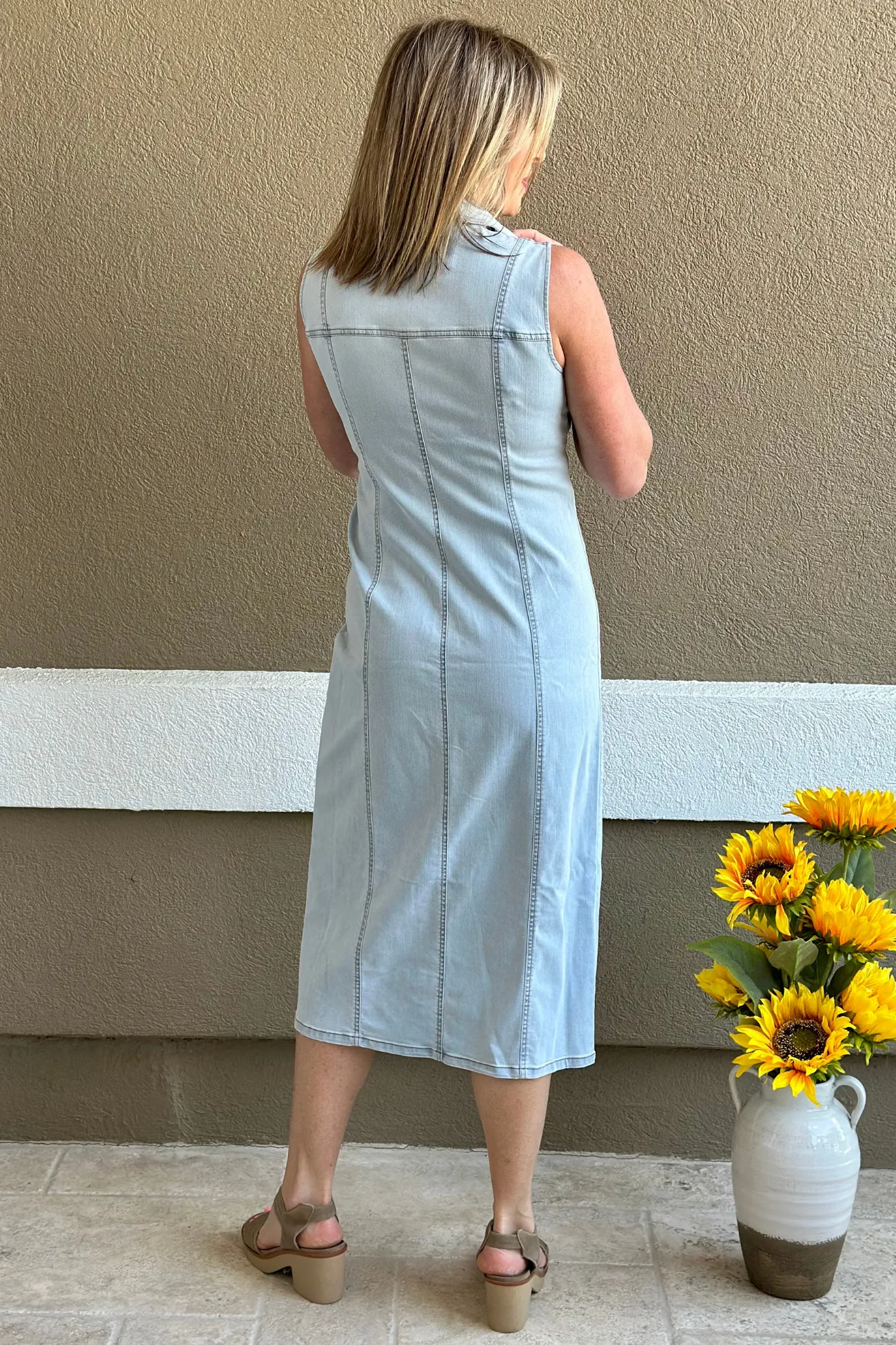 Renuar Dakota Denim Dress in Bleached Wash