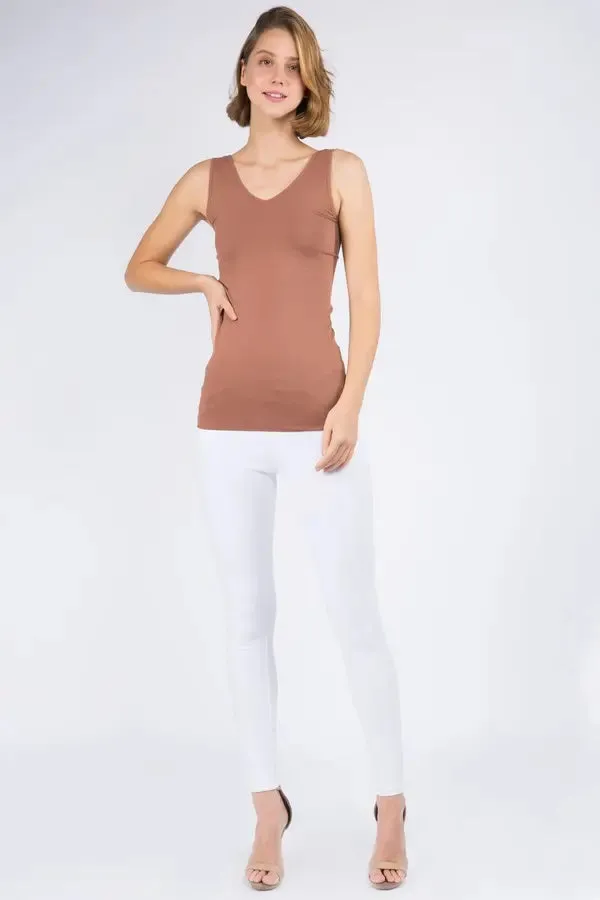 Reversible Seamless Tank Long  Length - Core Basic, Mocha