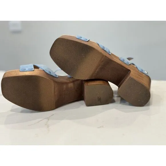Sam Edelman Josephine Platform Sandal in Sky Blue Size 7.5