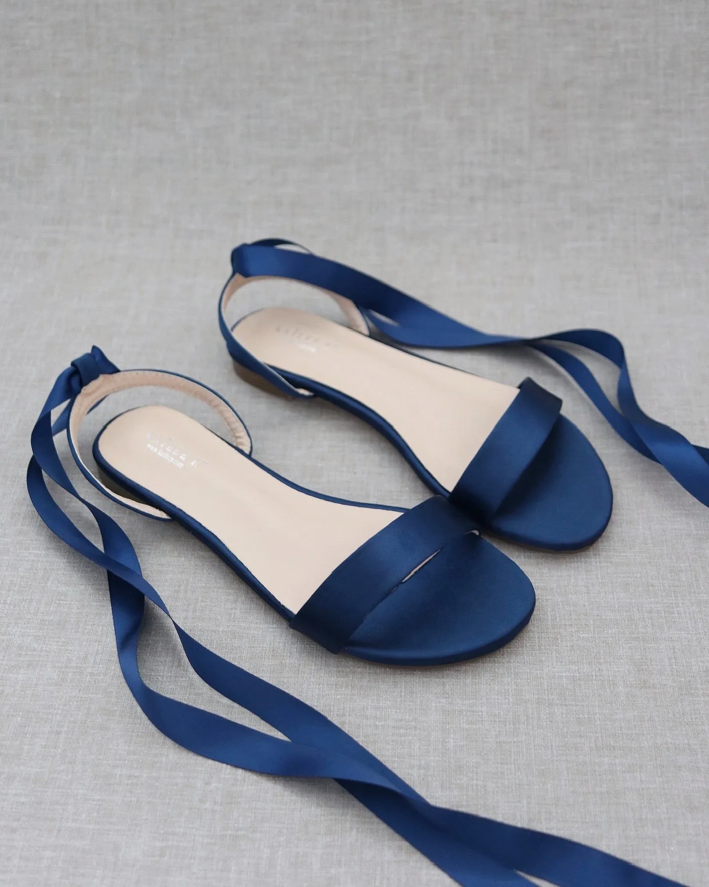 Satin Flat Sandal with Ballerina Lace Up